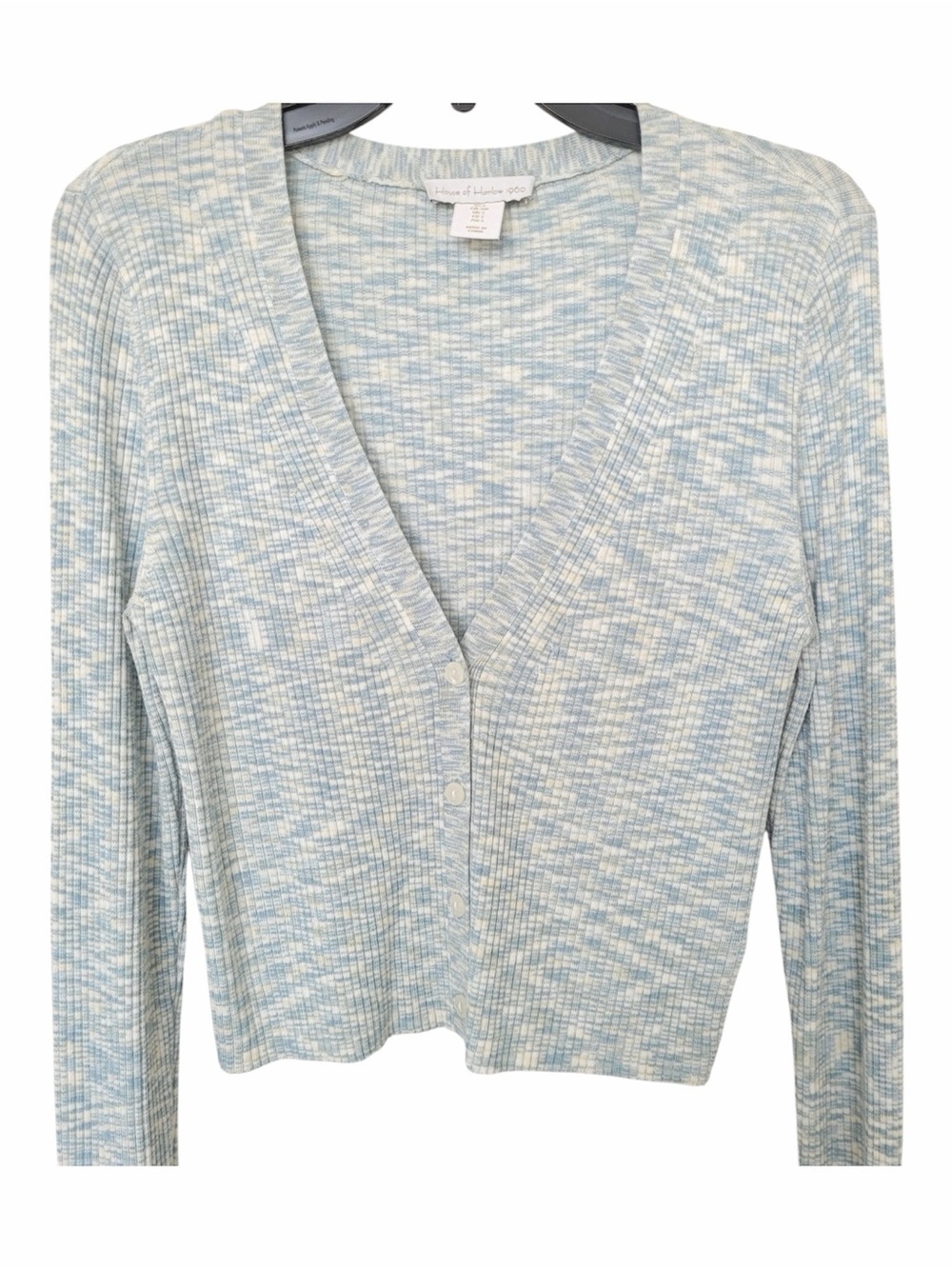 ✅ House of Harlow 1960 Light Blue and Ivory cream Ribbed Button Cardigan size S